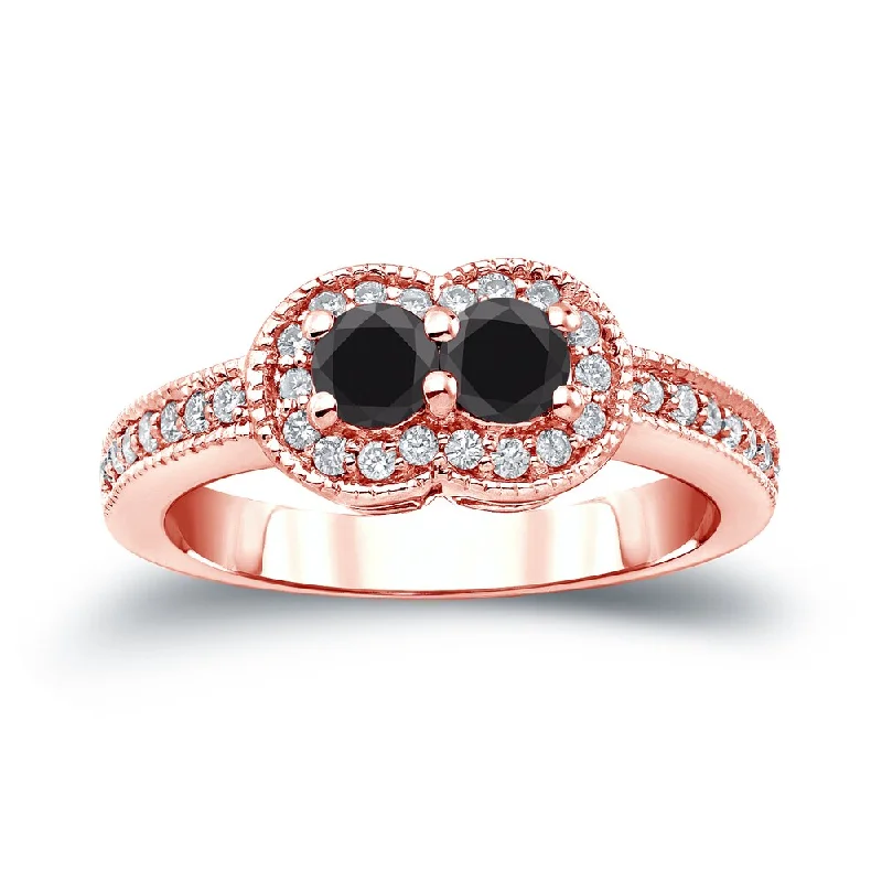 Art Deco Engagement Rings with Geometric PatternsRose Gold Engagement Rings for a Romantic Touch14k Gold Modern Round 3/4ct TDW 2-Stone Black Diamond Ring by Auriya (SI2-SI3) Art Deco Engagement Rings with Geometric PatternsRose Gold Engagement Rings for a Romantic Touch14k Gold Modern Round 3/4ct TDW 2-Stone Black Diamond Ring by Auriya (SI2-SI3)