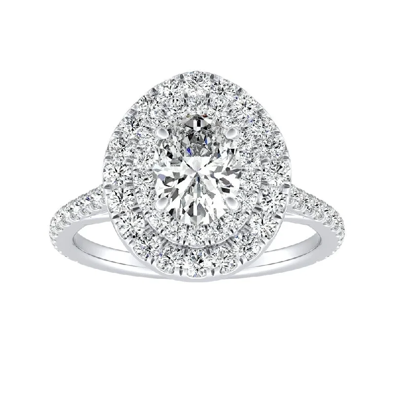 Engagement Rings with Hidden Halo Settings for Extra SparkleOval Shape 1 carat TW Double Halo Diamond Engagement Ring 14k Gold by Auriya Engagement Rings with Hidden Halo Settings for Extra SparkleOval Shape 1 carat TW Double Halo Diamond Engagement Ring 14k Gold by Auriya