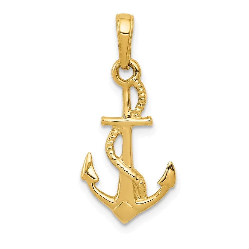 Religious Pendants with Cross or Star of David Designs14k Yellow Gold Polished 3Dimensional Anchor Pendant Religious Pendants with Cross or Star of David Designs14k Yellow Gold Polished 3Dimensional Anchor Pendant