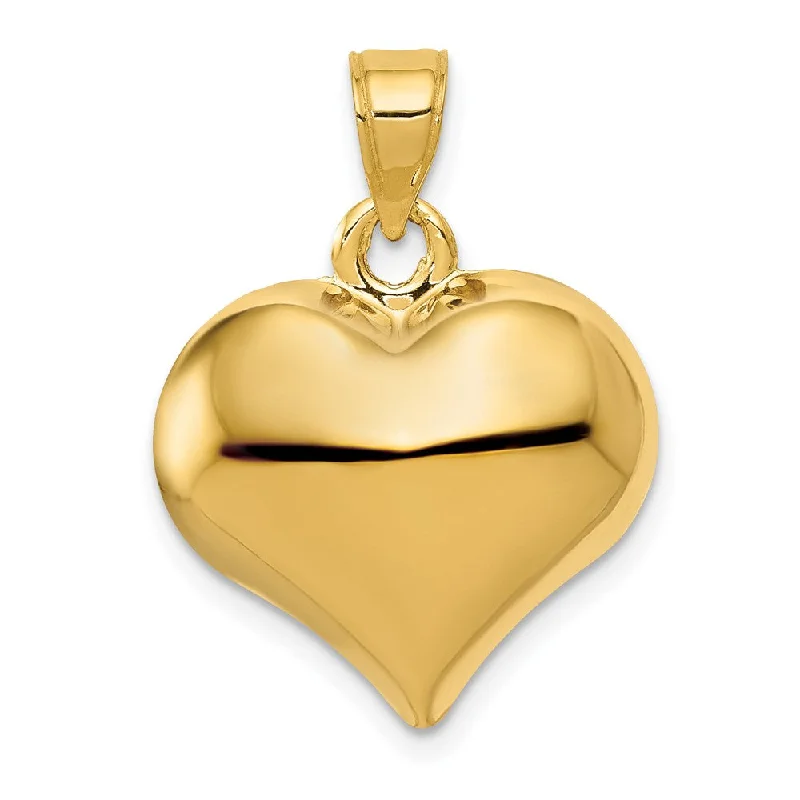 Religious Pendants with Cross or Star of David Designs14k Yellow Gold Puffed Heart Charm or Pendant, 17mm