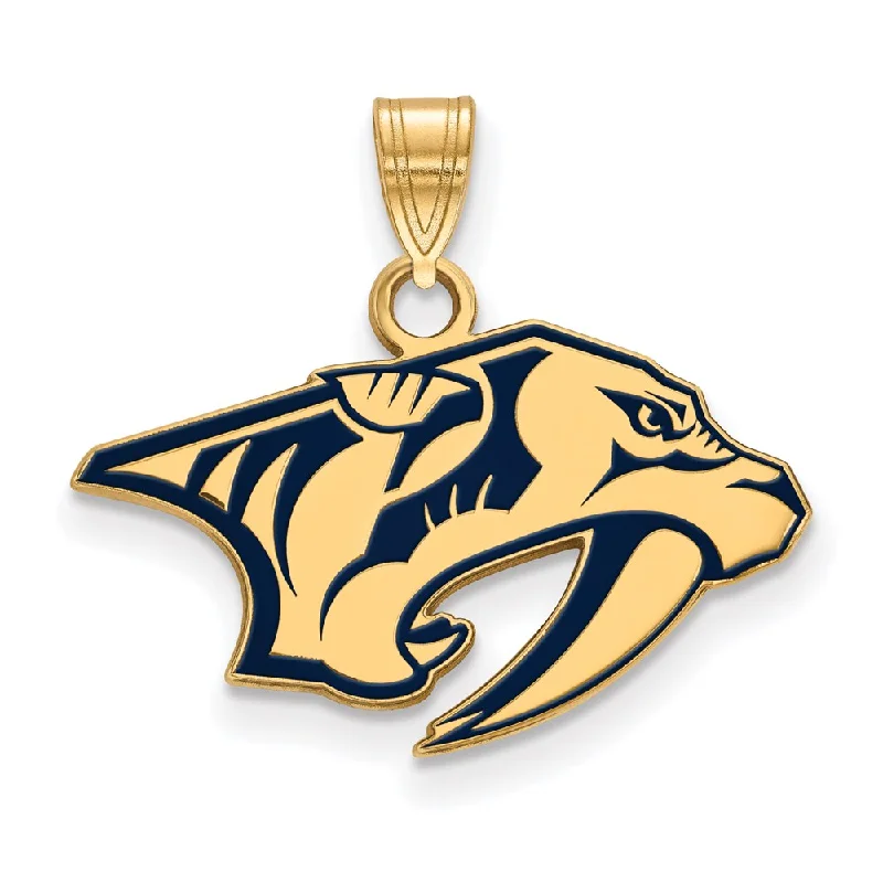 Religious Pendants with Cross or Star of David DesignsSS 14k Yellow Gold Plated NHL Nashville Predators SM Enamel Pendant Religious Pendants with Cross or Star of David DesignsSS 14k Yellow Gold Plated NHL Nashville Predators SM Enamel Pendant